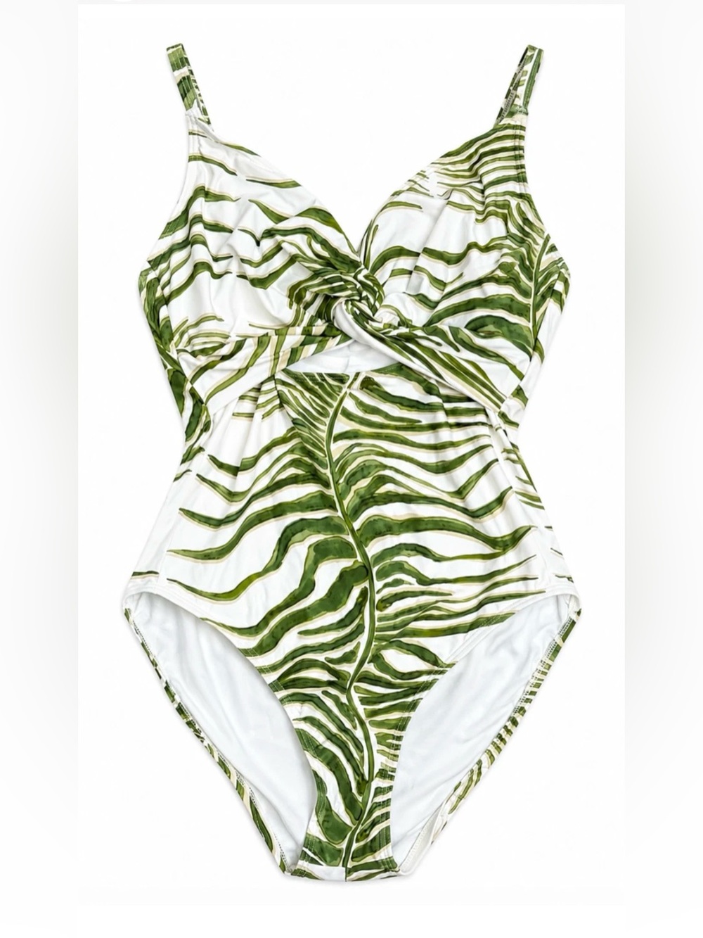 NWT SOMA INTO THE GROVE COCONUT TWIST FRONT KEY HOLE ONE PIECE SWIMSUIT SZ 14